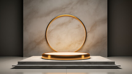 Stone Granite Marble Rock Platform Gold Luxus Luxury Metallic Bronze Brass Copper Gilded Background Isolated Empty Blank Plate Podium Pedestral Table Stand Mockup Product Display Showcase Surface Pode