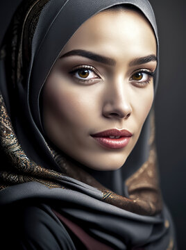 beautiful muslim woman with veil on her head, ai generative
