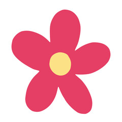 Hand drawn of redflower for cute sticker, tattoo, fabric print, decorations, clip art, floral logo, icon, Valentine's Day, social media post, card, sign, symbol, summer, spring, picnic, plant, garden