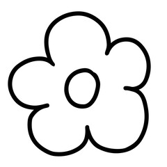 Hand drawn flower outline for colouring book, floral stickers, black and white, logo, icon, clip arts, tattoo, decorations, shirt print, card, social media, ads, summer, spring, picnic, garden