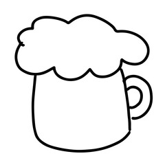 Hand drawn outline of beer for sticker, tattoo, fabric print, logo, dinner, bar, food, cook book, drink menu, recipe, cafe, summer, colouring book, black and white icon, supermarket