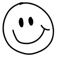 Hand drawn happy face outlines for black and white stickers, logo, icon, clip arts, tattoo, decorations, shirt print, card, social media, summer element, ads, banner, positive vibe, colouring book