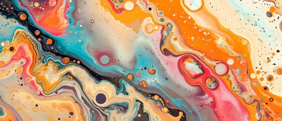 Abstract marbling oil acrylic paint background illustration art wallpaper - Colorful bold colors with liquid fluid marbled paper texture banner painting texture