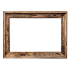 Wooden photo frame isolated on transparent.