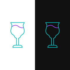 Line Wine glass icon isolated on white and black background. Wineglass sign. Colorful outline concept. Vector