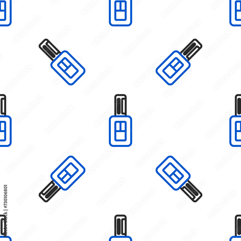 Poster line car key with remote icon isolated seamless pattern on white background. car key and alarm syste