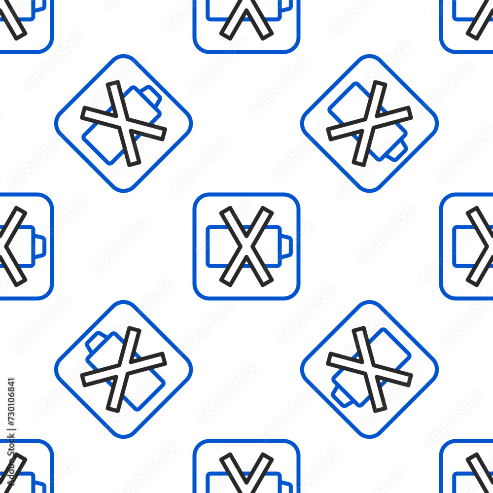 Poster line battery charge level indicator icon isolated seamless pattern on white background. colorful out