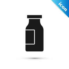 Grey Closed glass bottle with milk icon isolated on white background. Vector