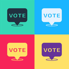 Pop art Vote icon isolated on color background. Vector