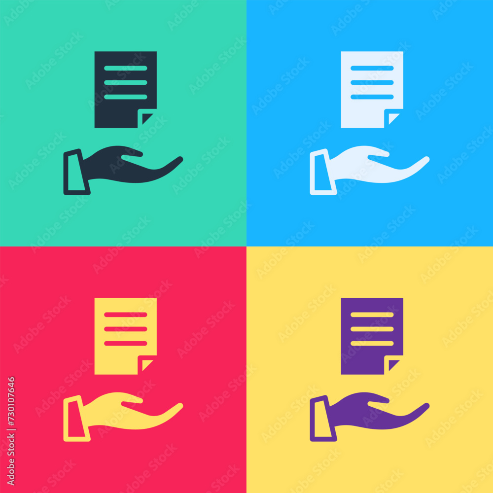 Aufkleber pop art house contract icon isolated on color background. contract creation service, document format