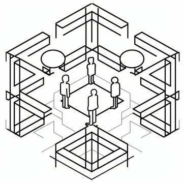 Abstract geometric shape, lines and figures.  illustration. AI generative.
