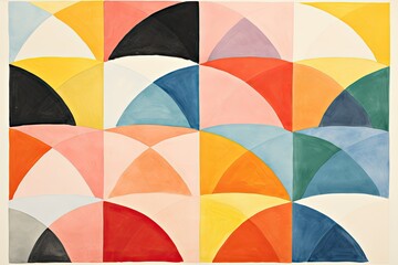Abstract Multicolor Geometric Shape Watercolor Painting Background. Minimal Illustration Pattern with Grunge Texture for Wall Art, Digital Prints, Modern Posters, and Wallpaper Decoration