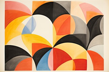 Abstract Multicolor Geometric Shape Watercolor Painting Background. Minimal Illustration Pattern with Grunge Texture for Wall Art, Digital Prints, Modern Posters, and Wallpaper Decoration