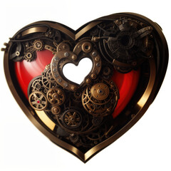 Heart in steampunk style. Valentine's card. Abstract illustration. AI generated.