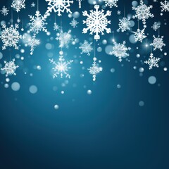 Fototapeta na wymiar Blue christmas card with white snowflakes vector