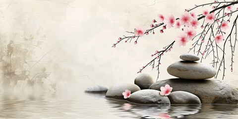Blooming Zen Garden: This calm and serene illustration symbolizes balance and harmony.