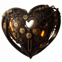Fototapeta na wymiar Heart in steampunk style. Valentine's card. Abstract illustration. AI generated.