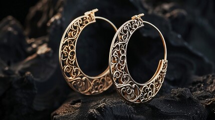 A pair of modern and geometric earrings, reflecting trends and enhancing a woman's fashion-forward look