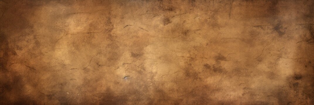Brown Banner with Watercolor Texture and Vintage Marbled Design on Antique Distressed Parchment