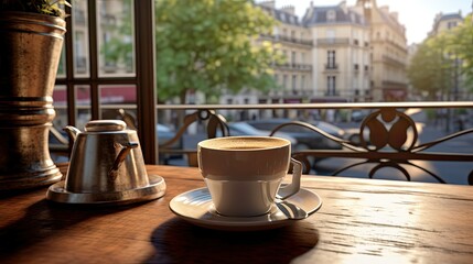 Obraz premium cup of coffee on the terrace