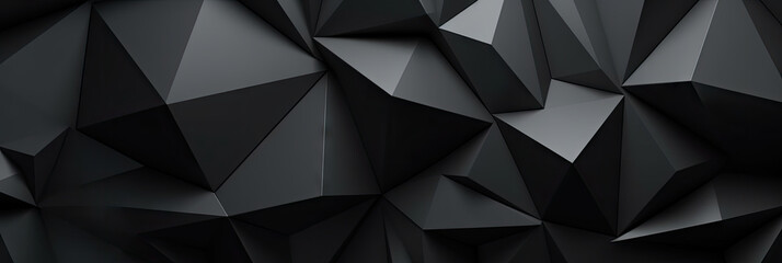  3d black triangle  polygonal wall background, black geometric backgound banner, black crystal background, faceted texture,
 - obrazy, fototapety, plakaty