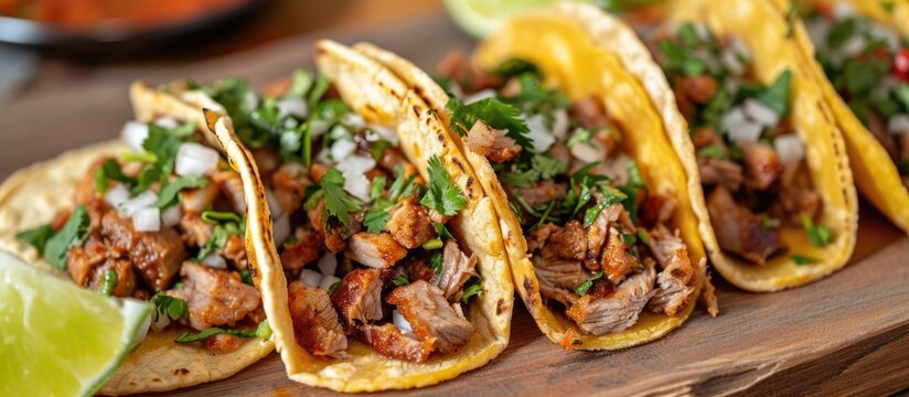 Pork street tacos in Cancun, Mexico.