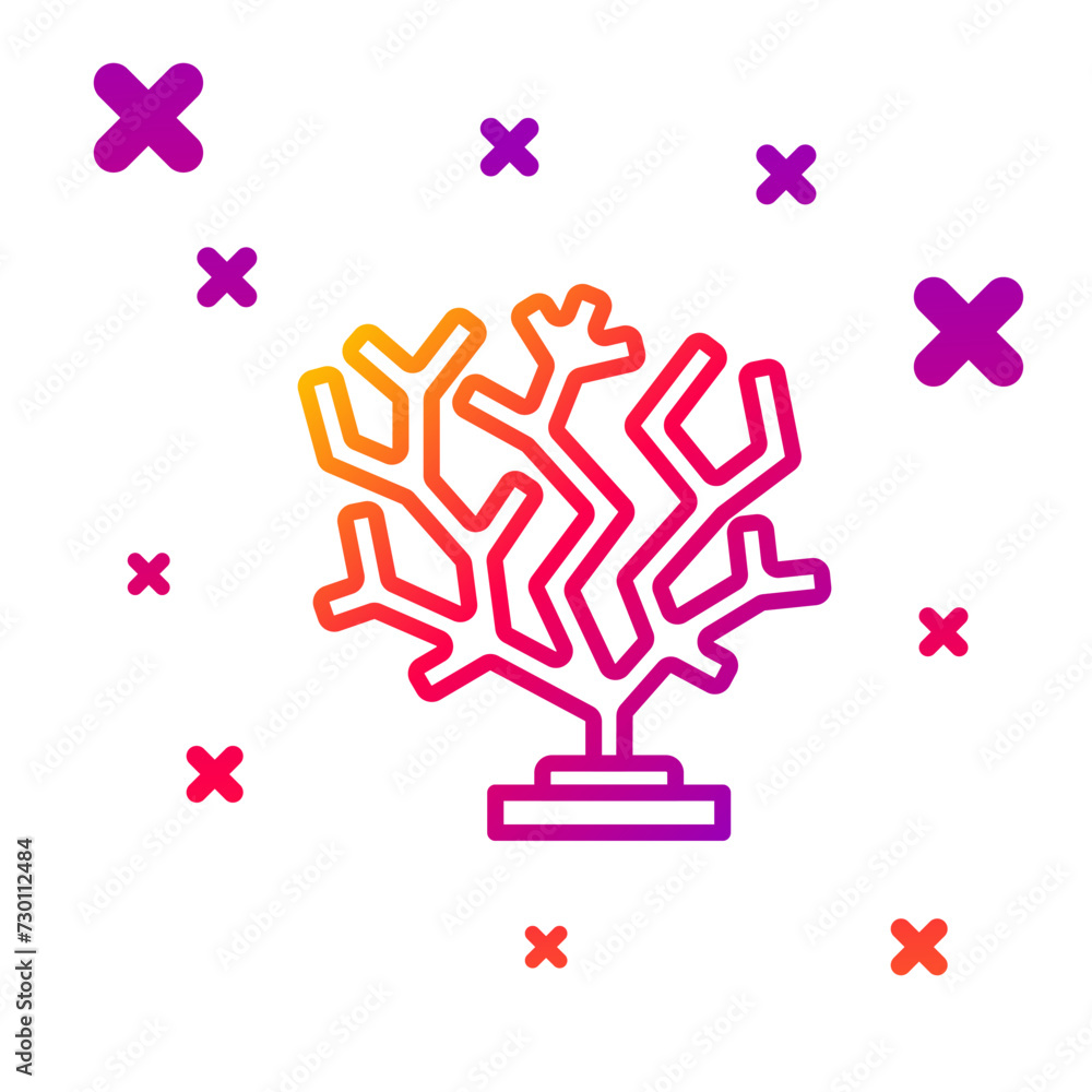 Poster color line coral icon isolated on white background. gradient random dynamic shapes. vector