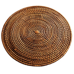 Fototapeta na wymiar Rounded Rattan Place Mat, top view, transparent background