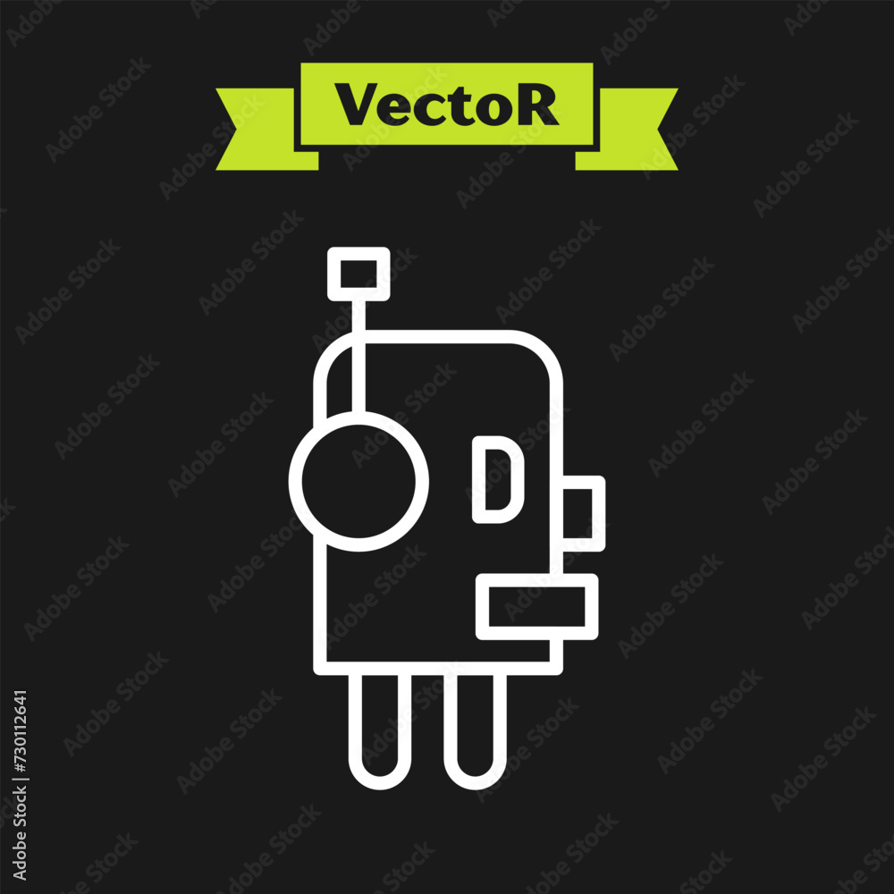 Poster white line robot icon isolated on black background. artificial intelligence, machine learning, cloud