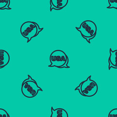 Blue line USA Independence day icon isolated seamless pattern on green background. 4th of July. United States of America country. Vector