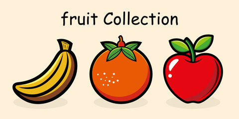 fresh fruit collection with flat design