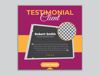 Corporate Client Testimonial Social Media Post Design Template 