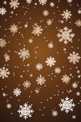 Brown christmas card with white snowflakes vector