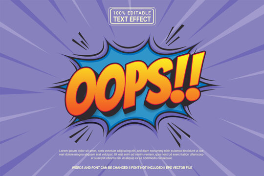Editable text effect Oops! 3d cartoon template style modern premium vector