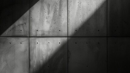 Abstract natural sun light shadow on empty neutral dark concrete wall texture background