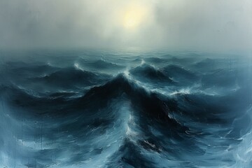 Harsh ocean with large sea waves. Wavy and beautiful sea. The Pacific Ocean is raging. 