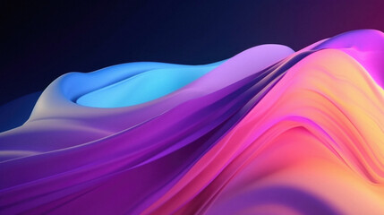 , abstract background with wavy folds of colorful silk fabric.