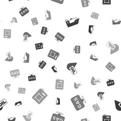 Set Oil tanker ship, Location and gas station, drop and Canister for motor oil on seamless pattern. Vector