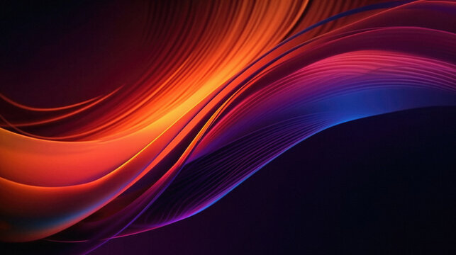 Abstract background with smooth lines in red, orange and blue colors.