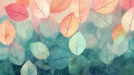 Design a wallpaper with abstract, watercolor-like splotches that evoke the feeling of raindrops on leaves.