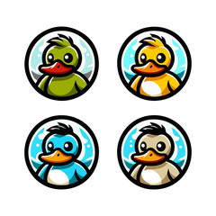Illustration of a cute and cute duck mascot, with a variety of colors. Suitable for children's product mascots.
