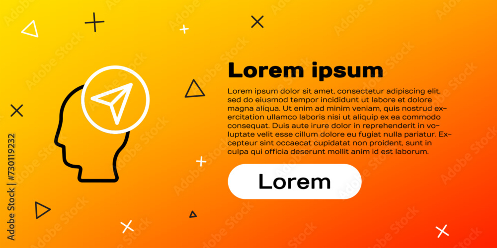 Poster line map marker with a silhouette of a person icon isolated on yellow background. gps location symbo