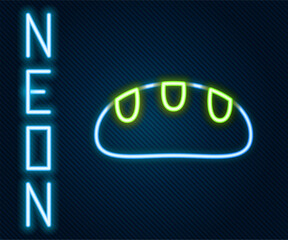 Glowing neon line Bread loaf icon isolated on black background. Colorful outline concept. Vector