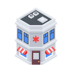 Commercial Building Isometric Icon