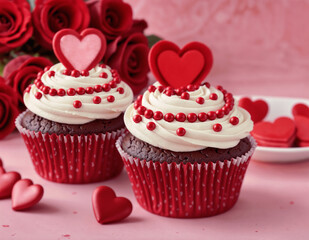 Valentine's Day Cupcakes and valentines with hearts and flowers for the holiday (2)