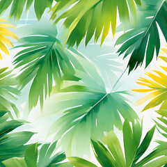 Background with palm leaves, tropic floral texture