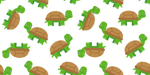 cute cartoon turtle seamless pattern print vector illustration
