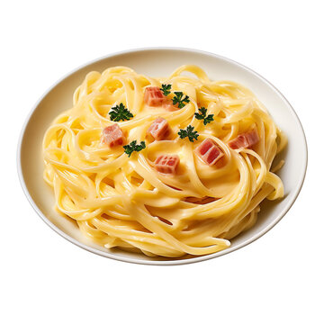 Pasta spaghetti, carbonara, isolated on white or transparent background, png