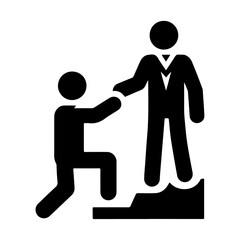 a man help other man vector icon black color silhouette, white background
