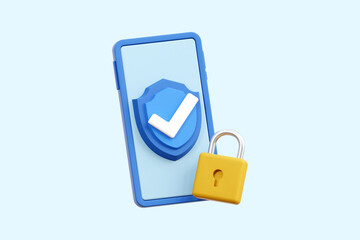 Mobile Security 3D Icon Illustration